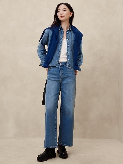 Cropped Denim Shirt Product Image