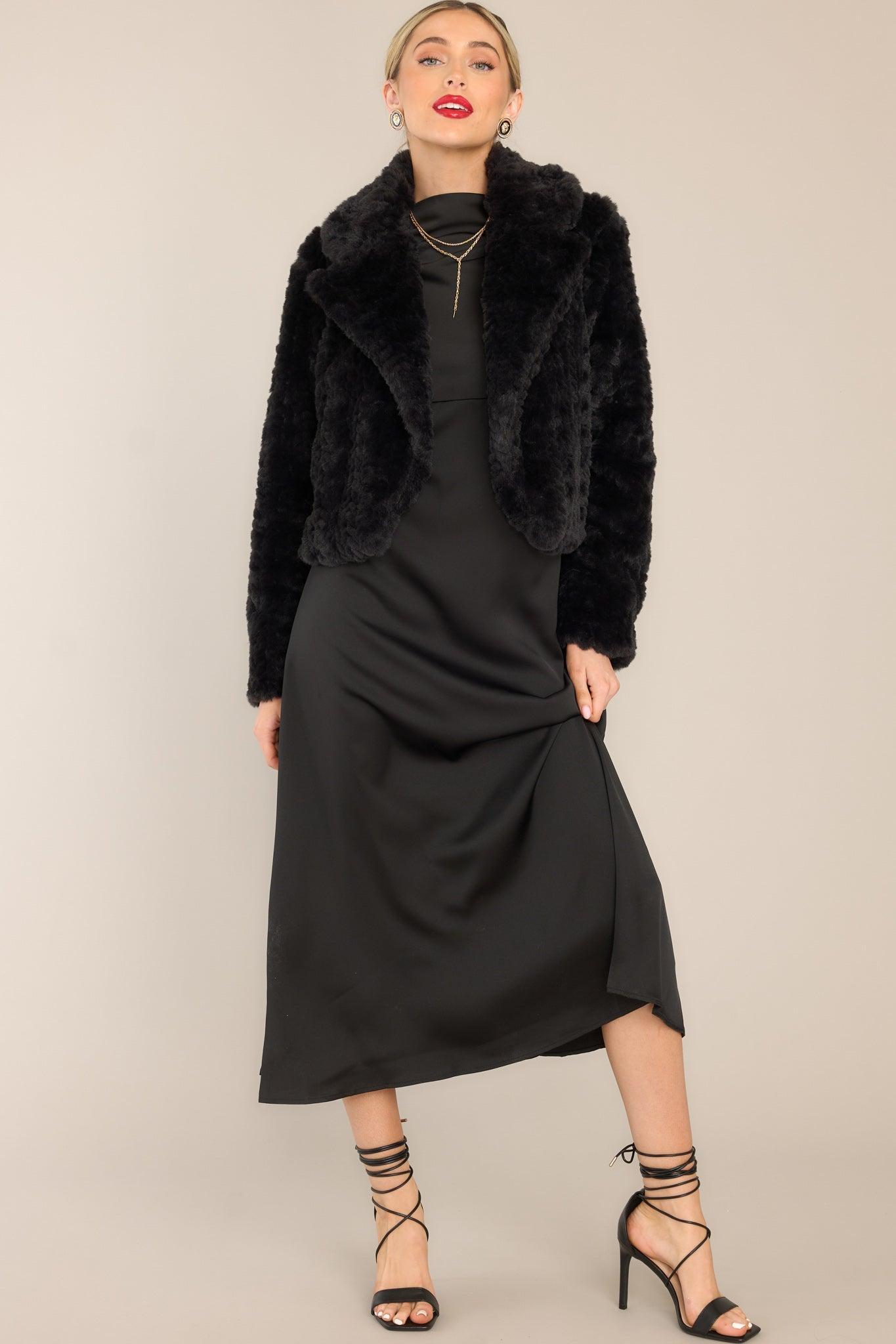 Arctic Glamour Faux Fur Black Jacket Product Image