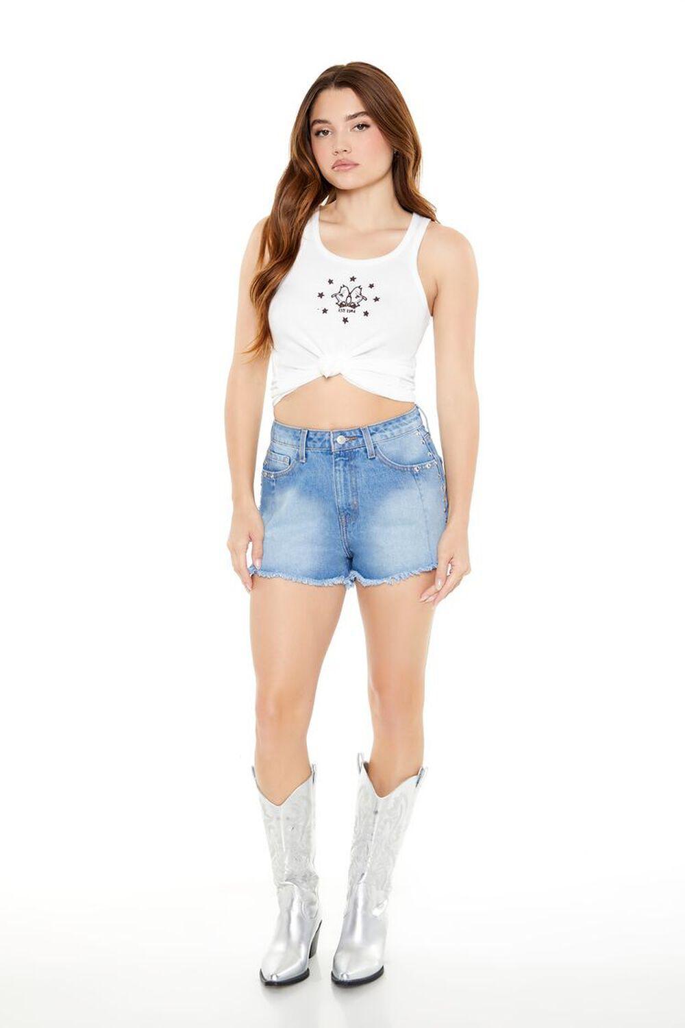 Studded High-Rise Denim Shorts | Forever 21 Product Image