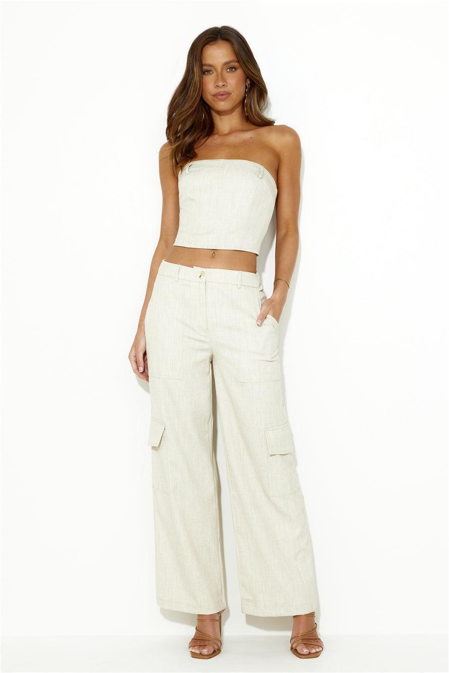 Moved In Crop Top Beige Product Image