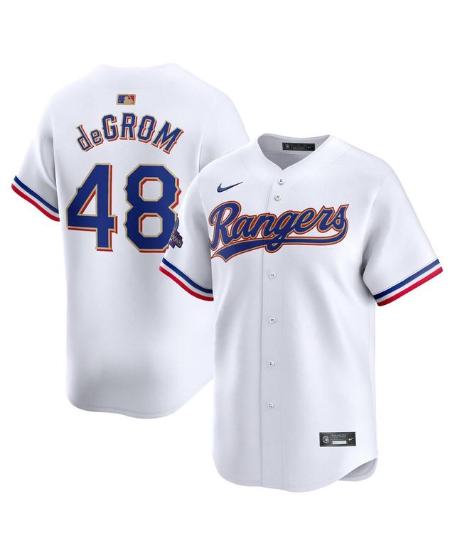 Nike Mens Jacob deGrom White Texas Rangers 2024 Gold Collection Limited Player Jersey - White Product Image