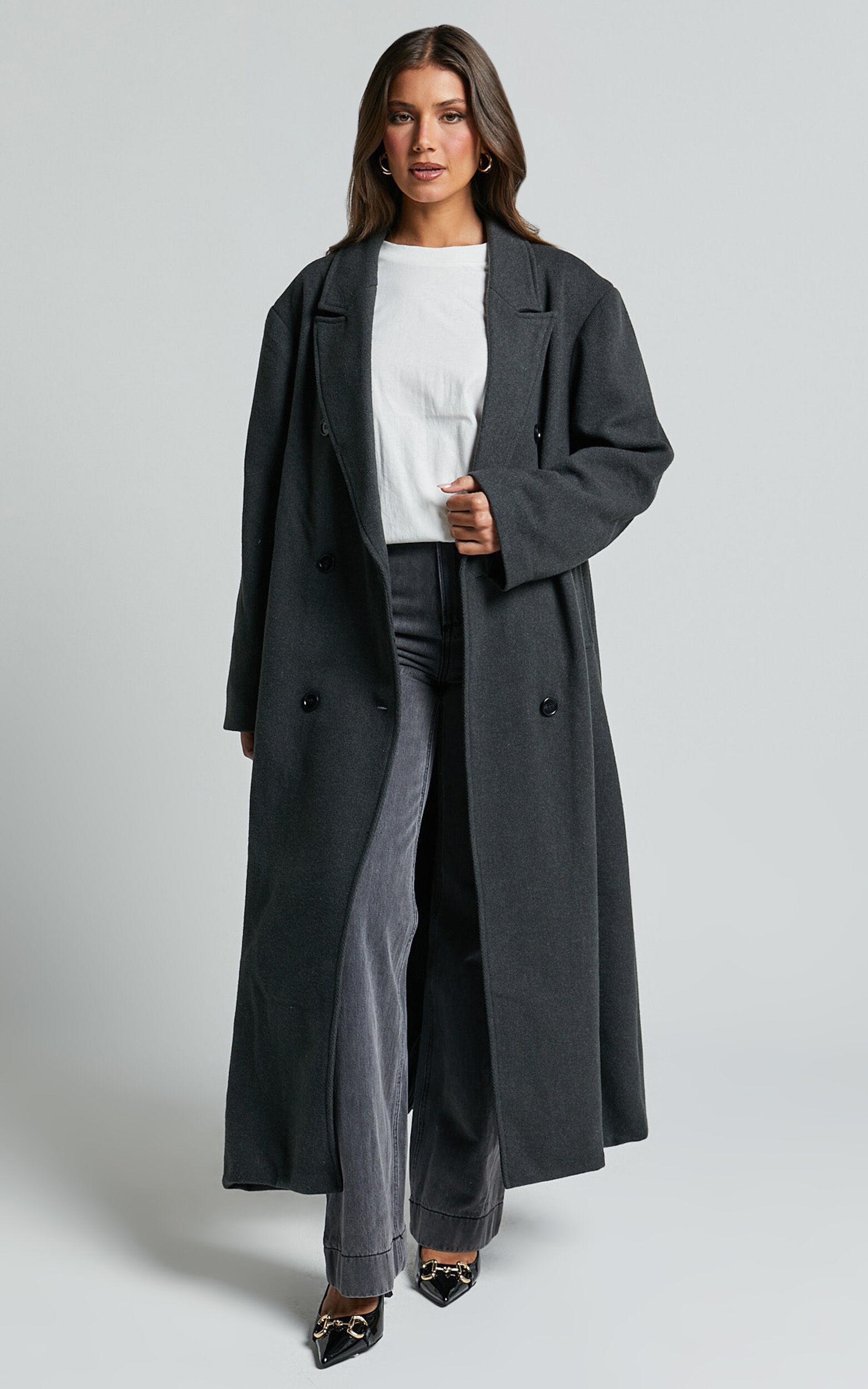 Silvena Coat - Oversized Longline Tailored Coat in Slate Grey Product Image