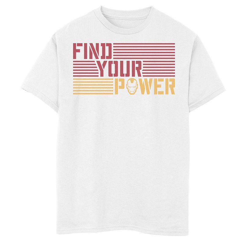 Boys 8-20 Marvel Iron Man Find Your Power Striped Text Graphic Tee, Boys Athletic Grey Product Image