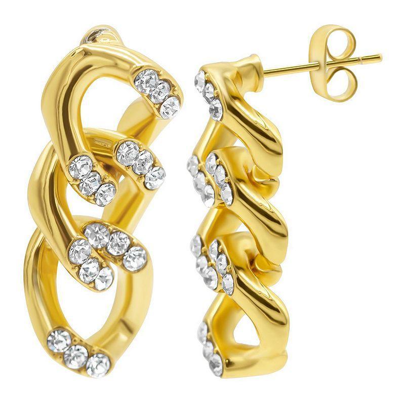 Adornia Rhodium-Plated Pave Curb Chain Drop Earrings Product Image