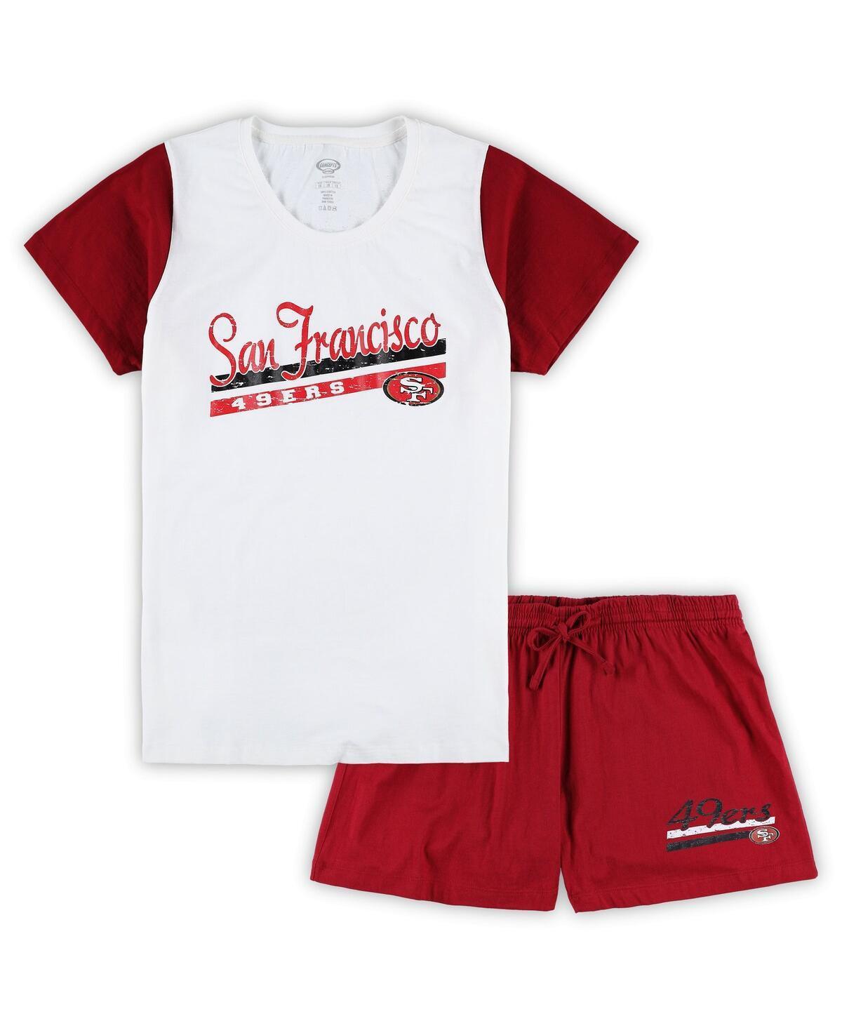 Womens Concepts Sport White San Francisco 49ers Plus Size Downfield T-shirt and Shorts Sleep Set - White Product Image