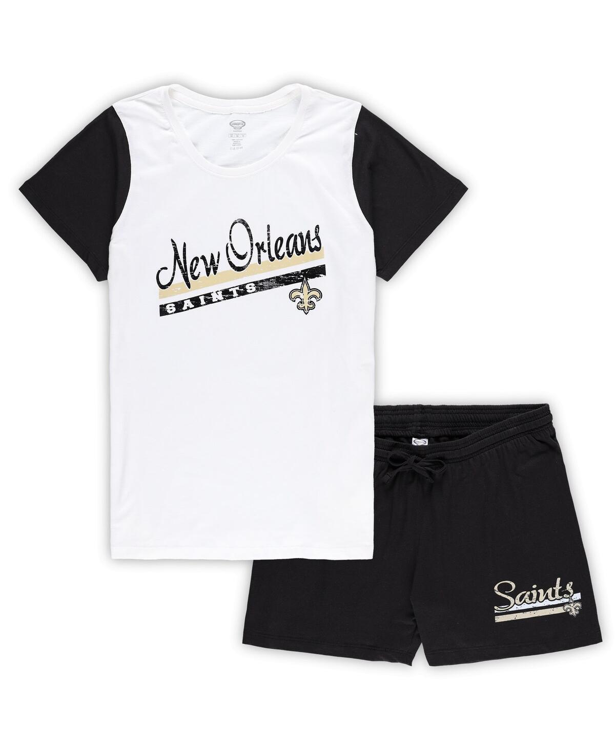 Womens Concepts Sport /Black New Orleans Saints Plus Size Downfield T-Shirt & Shorts Sleep Set Product Image