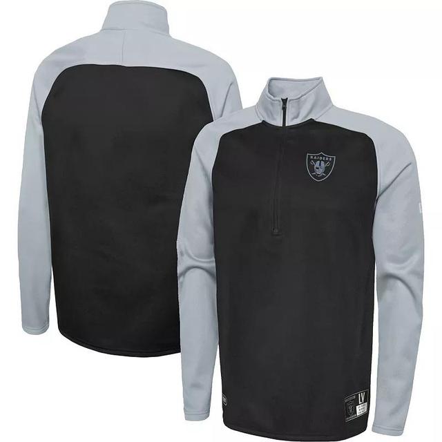 Mens New Era Black Las Vegas Raiders Combine Authentic O-Line Raglan Half-Zip Jacket Product Image