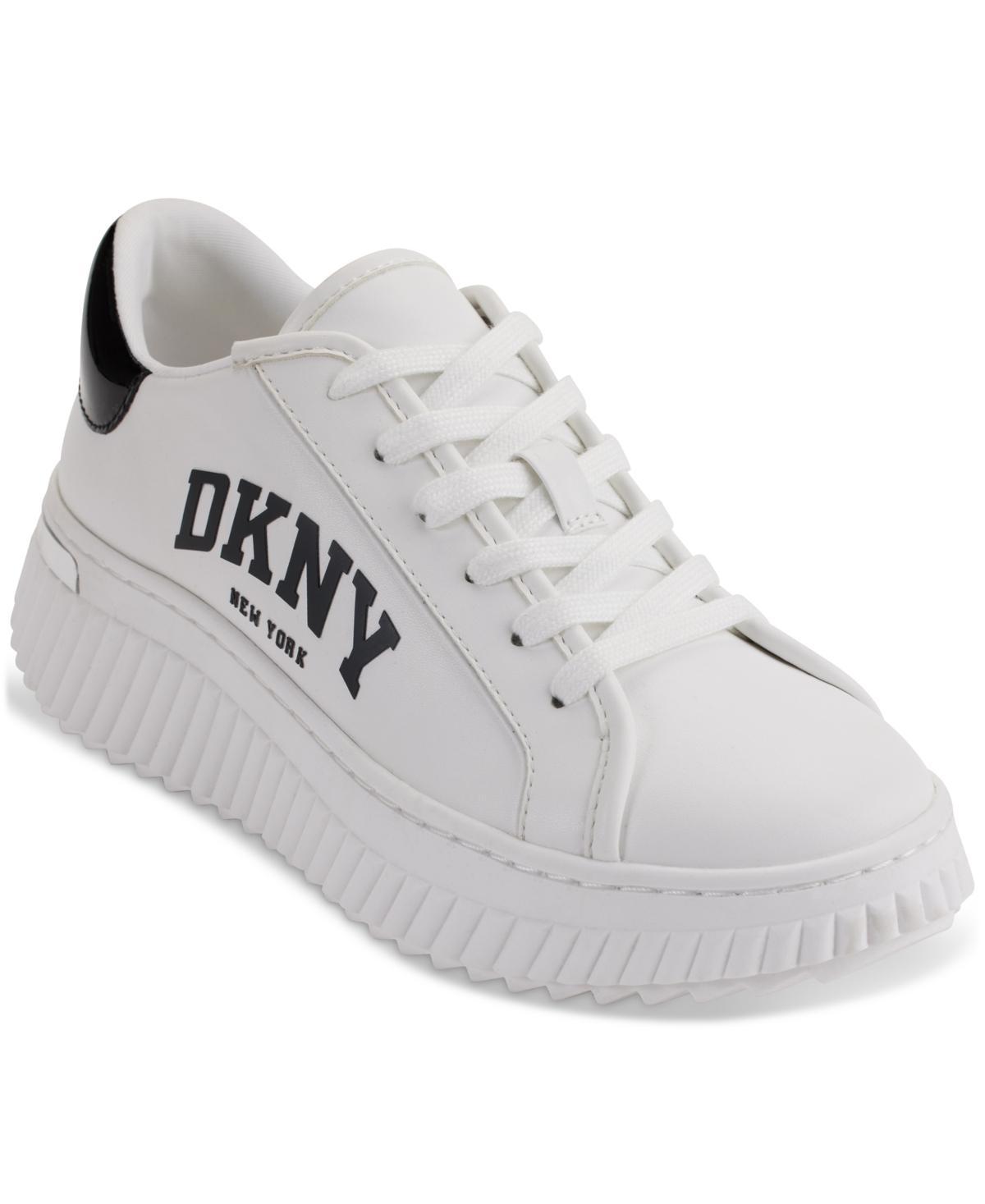 Dkny Womens Leon Lace-Up Logo Sneakers - Bright White/ Product Image