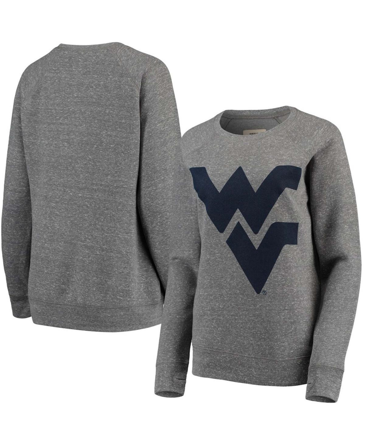 Womens Heathered Gray West Virginia Mountaineers Big Team Logo Knobi Fleece Tri-Blend Crew Neck Sweatshirt Product Image