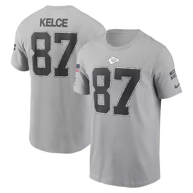 Mens Nike Travis Kelce Gray Kansas City Chiefs 2024 Salute To Service Name & Number T-Shirt Product Image