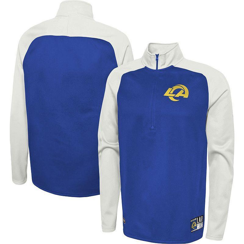 Mens New Era Royal Los Angeles Rams Combine Authentic O-Line Raglan Half-Zip Jacket Product Image