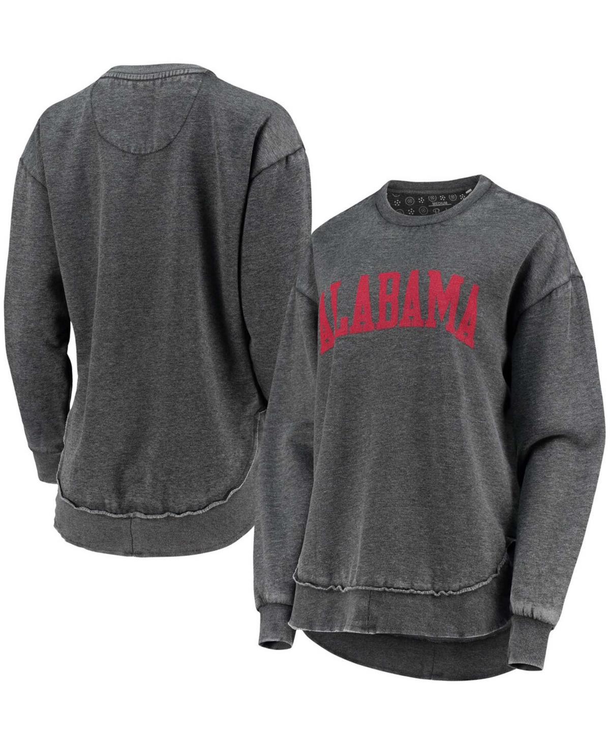 Womens Pressbox Black Alabama Crimson Tide Vintage-Like Wash Pullover Sweatshirt Product Image