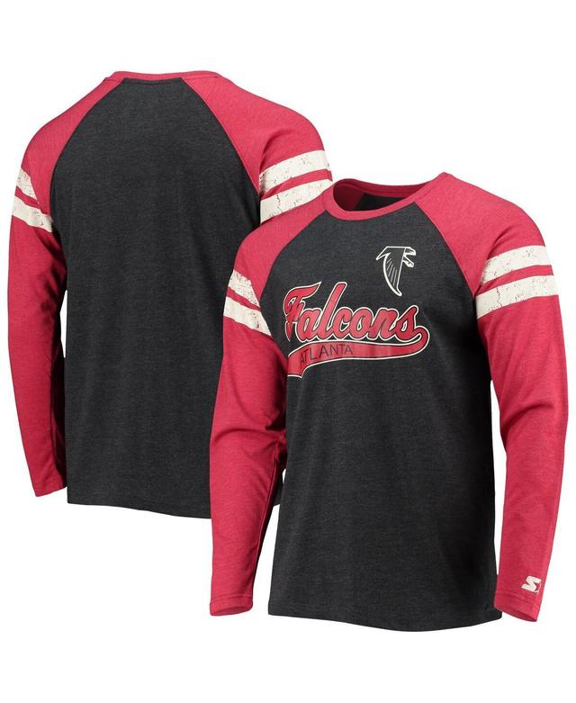 Mens Starter /Red Atlanta Falcons Throwback League Raglan Long Sleeve Tri-Blend T-Shirt Product Image