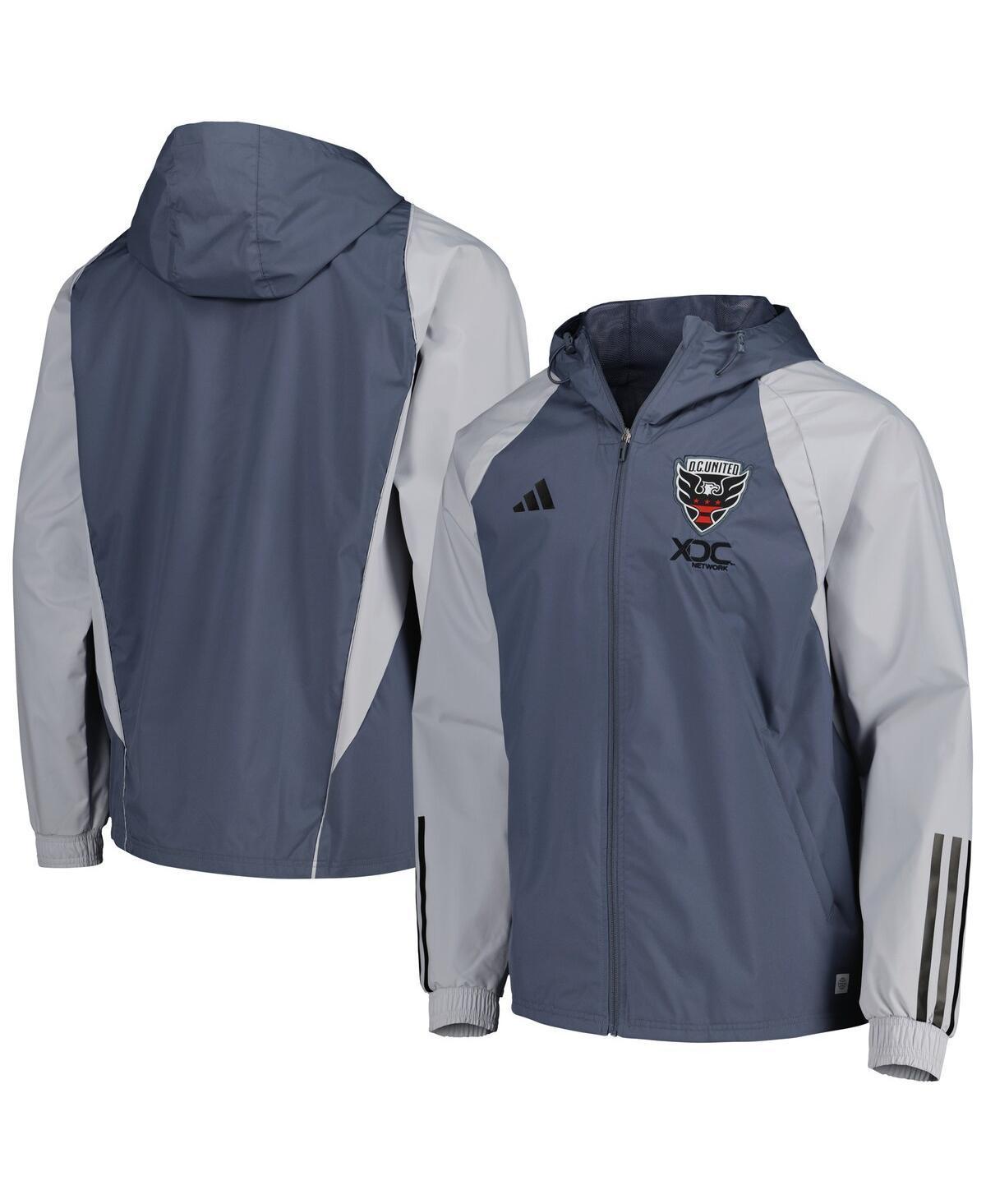 Mens adidas Charcoal D. C. United All-Weather Raglan Hoodie Full-Zip Jacket Product Image