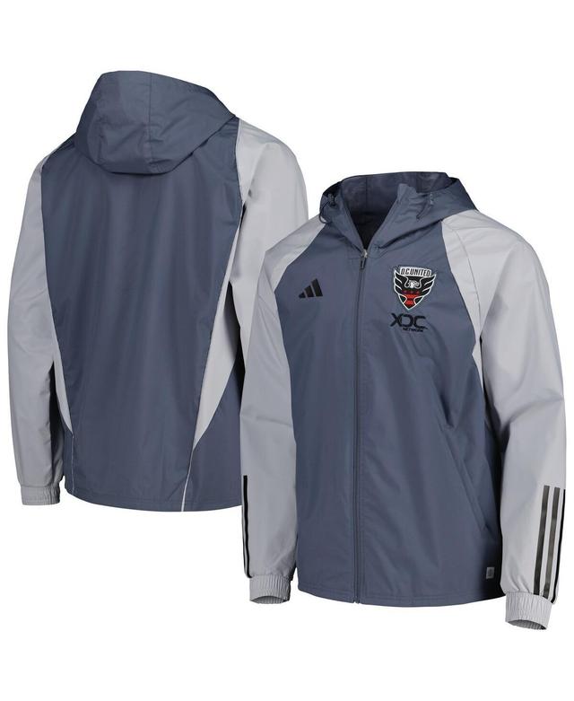 Mens adidas Charcoal D. C. United All-Weather Raglan Hoodie Full-Zip Jacket Product Image