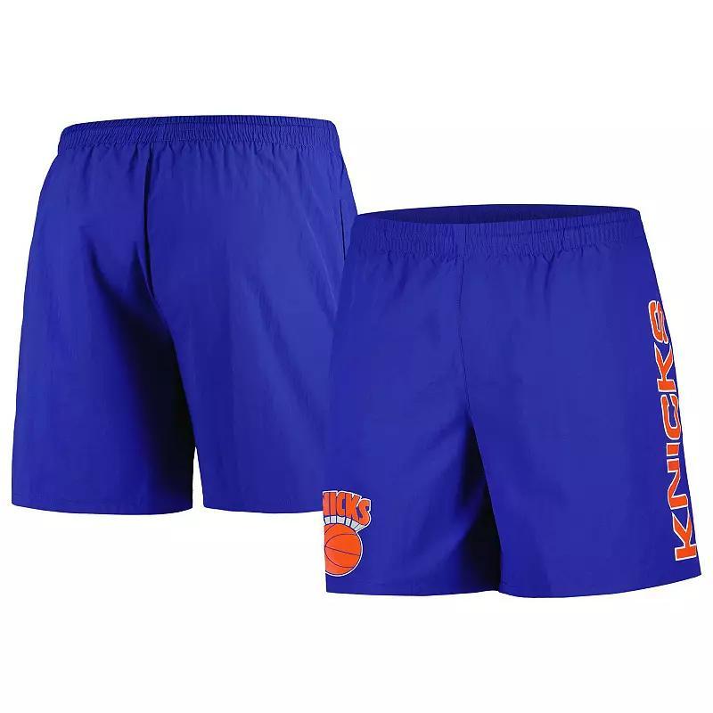 Mens Mitchell & Ness Blue Distressed New York Knicks Hardwood Classics 1990-1992 Throwback Logo Heritage Shorts Product Image