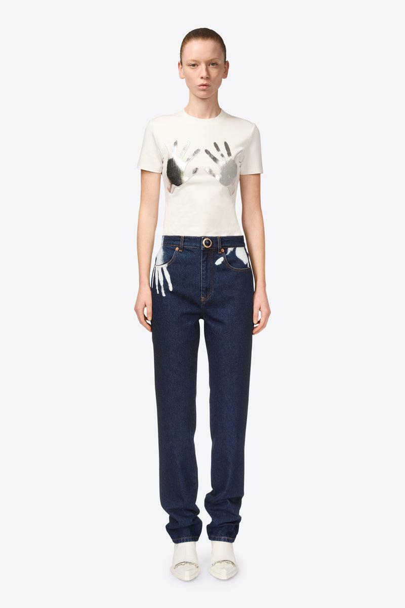 Handprint Straight Leg Jean Product Image