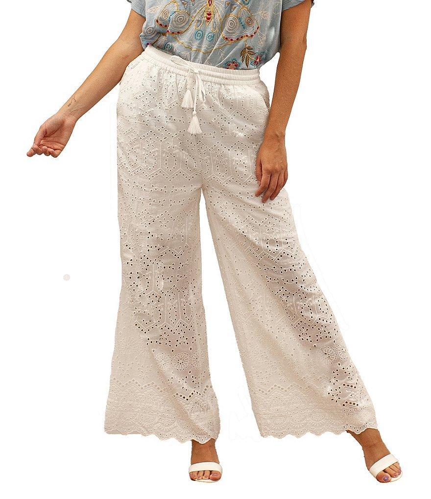 Karyn Seo Geometric Eyelet Hem Wide Leg Pant Product Image