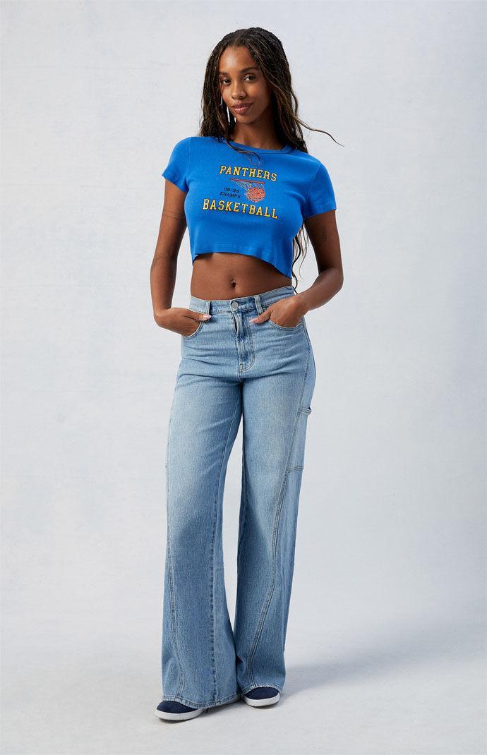 Women's Eco Stretch Paneled Wide Leg Jeans - Product Image