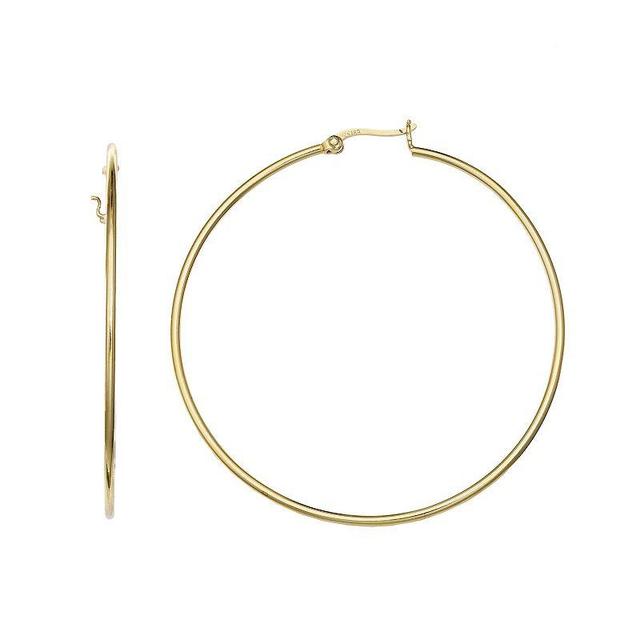 PRIMROSE 18k Gold Over Silver Thin Polished Hoop Earrings, Womens, Gold Tone Product Image