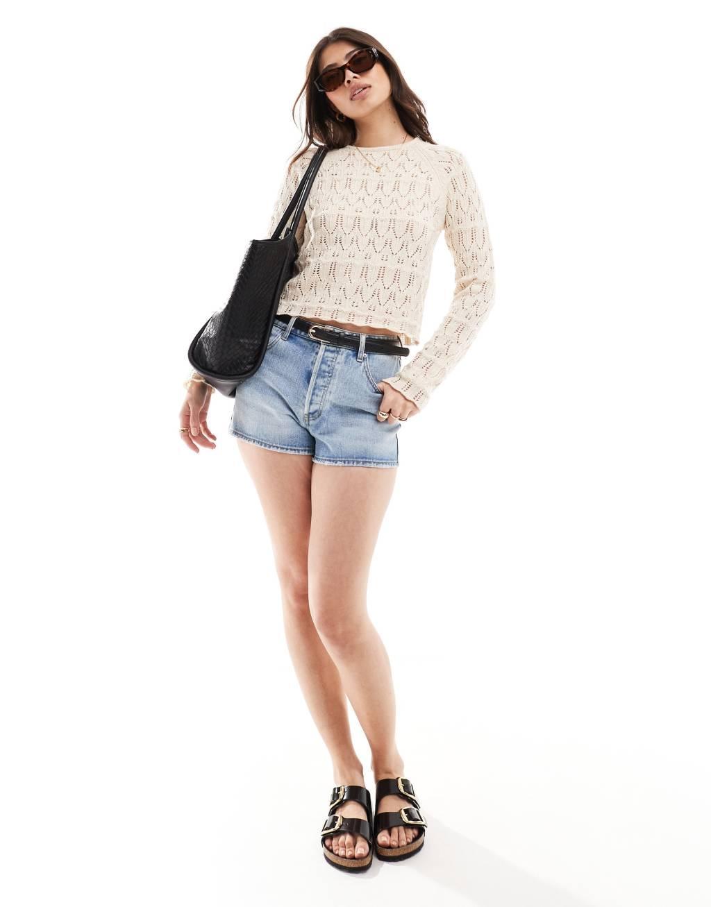 Vero Moda crochet top in cream Product Image