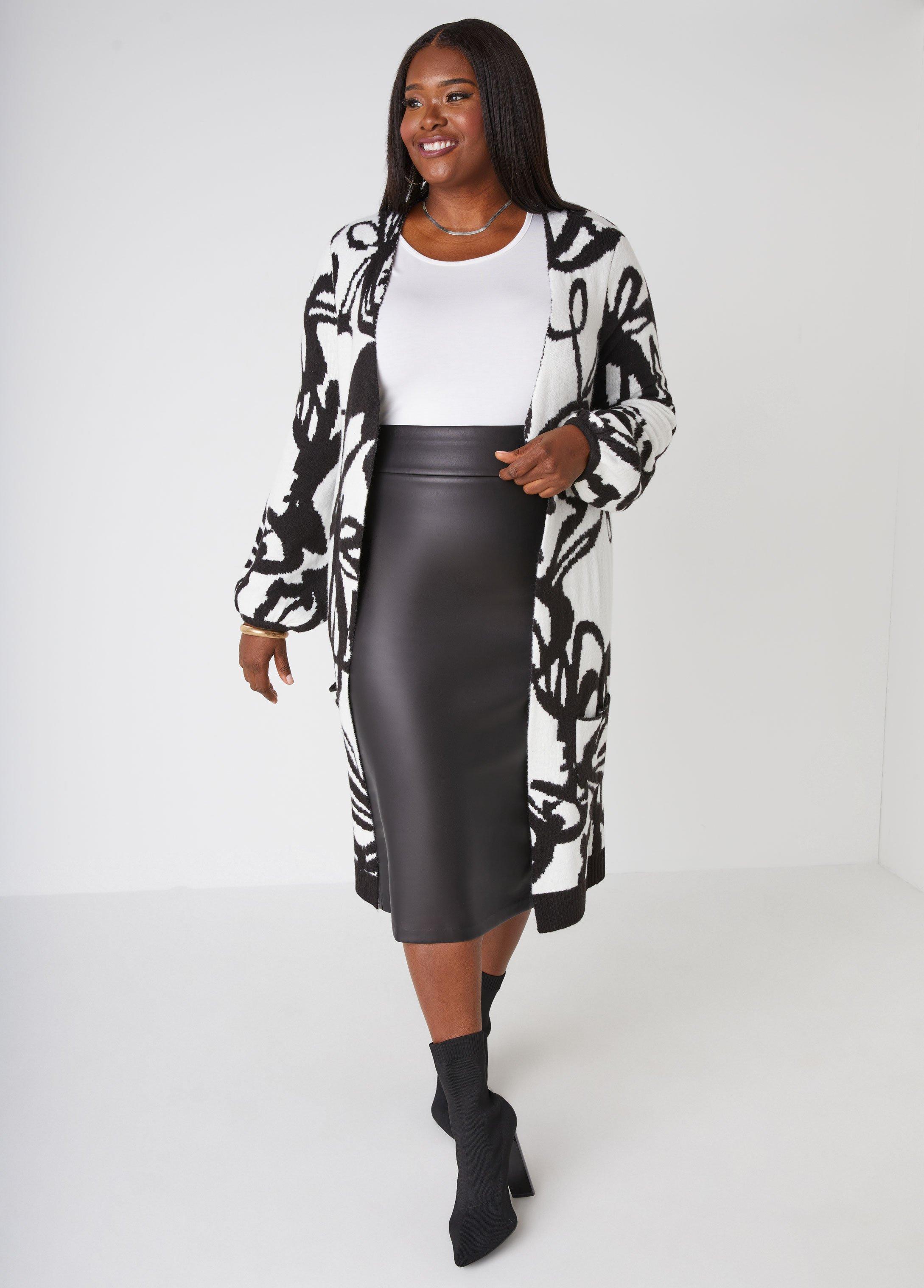 Plus Size Scribble Jacquard Cardigan Ashley Stewart Product Image