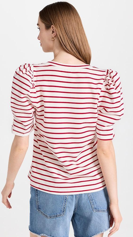 English Factory Stripe Pleated Puff Sleeve Top | Shopbop Product Image