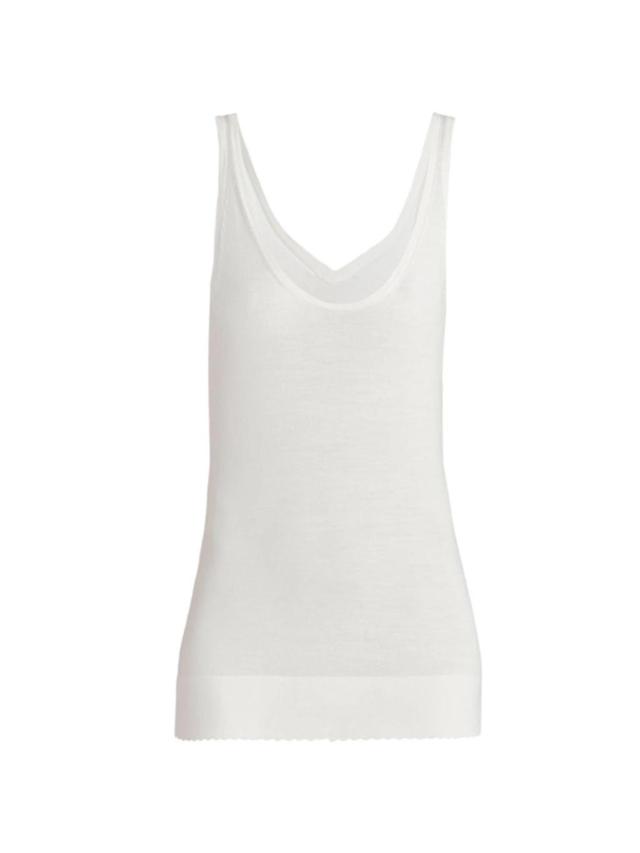 Knit Scallop-trim Tank In Iconic Milk Product Image