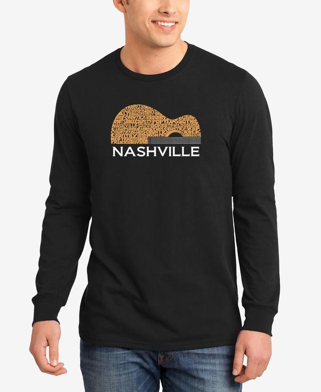 La Pop Art Mens Nashville Guitar Word Art Long Sleeve T-shirt Product Image