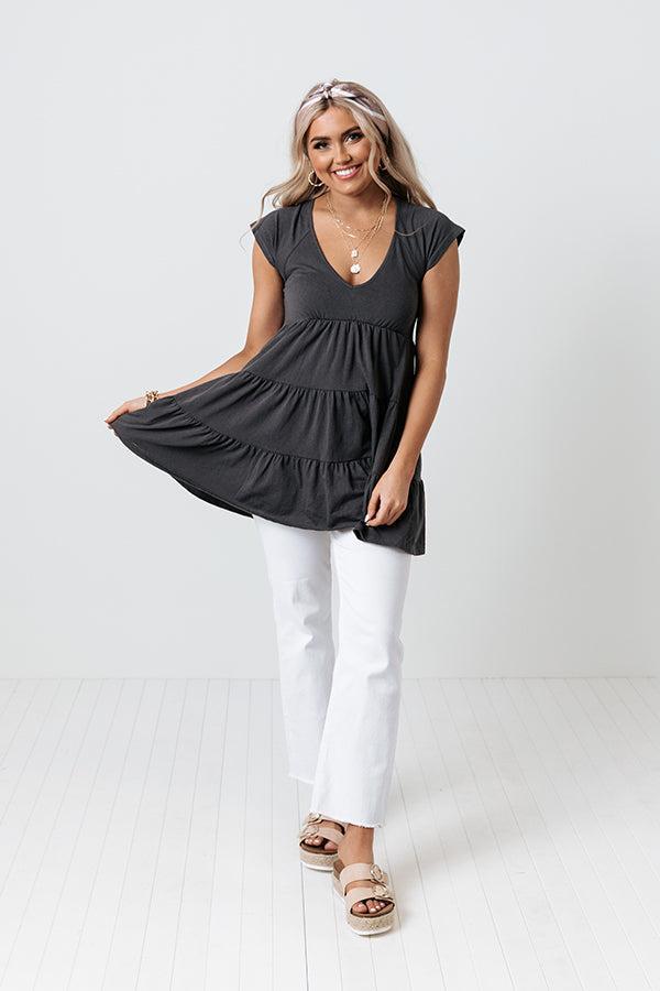 Sea Shine Babydoll Tunic Dress In Charcoal Product Image