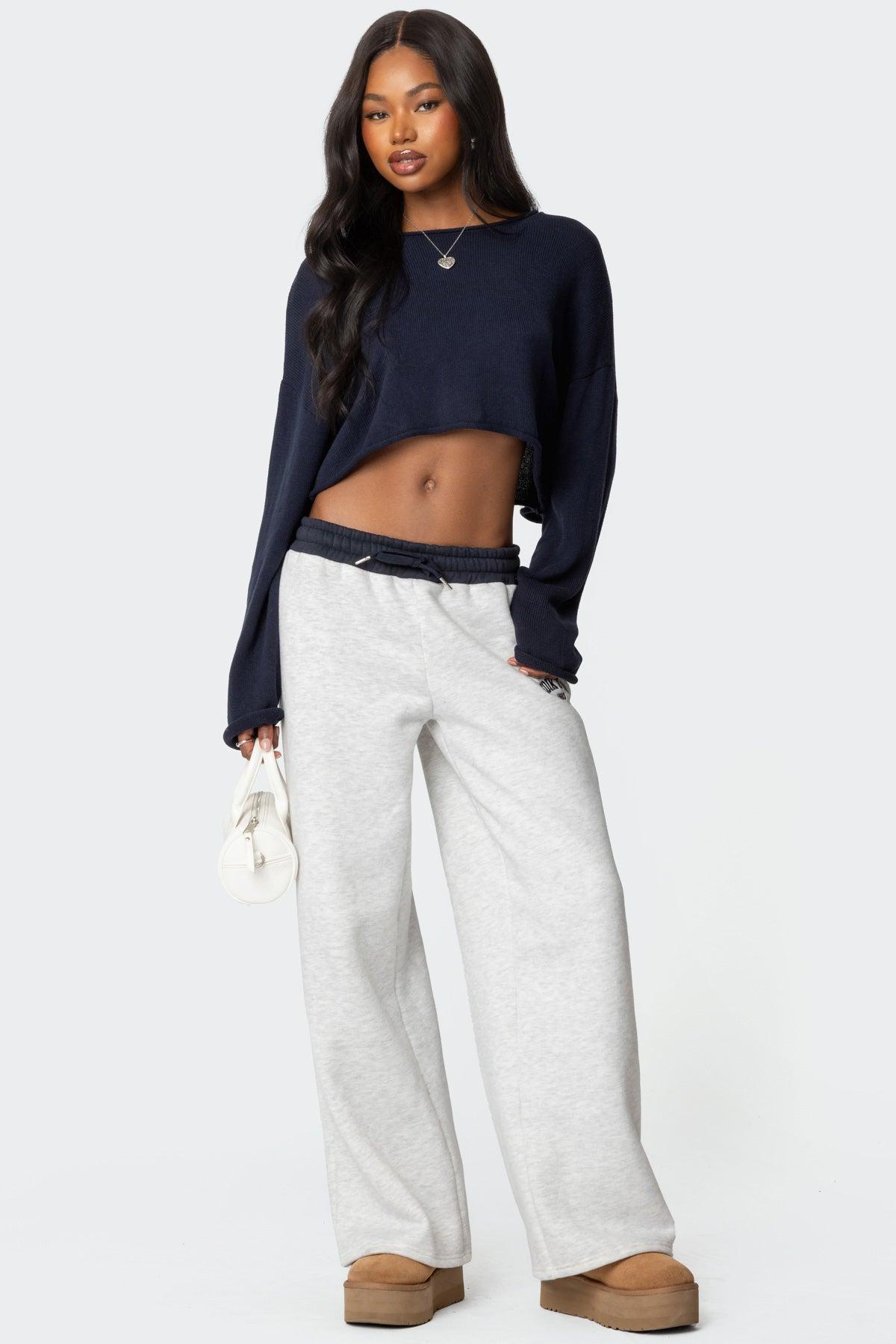 Edikted Contrast Embroidered Sweatpants Product Image