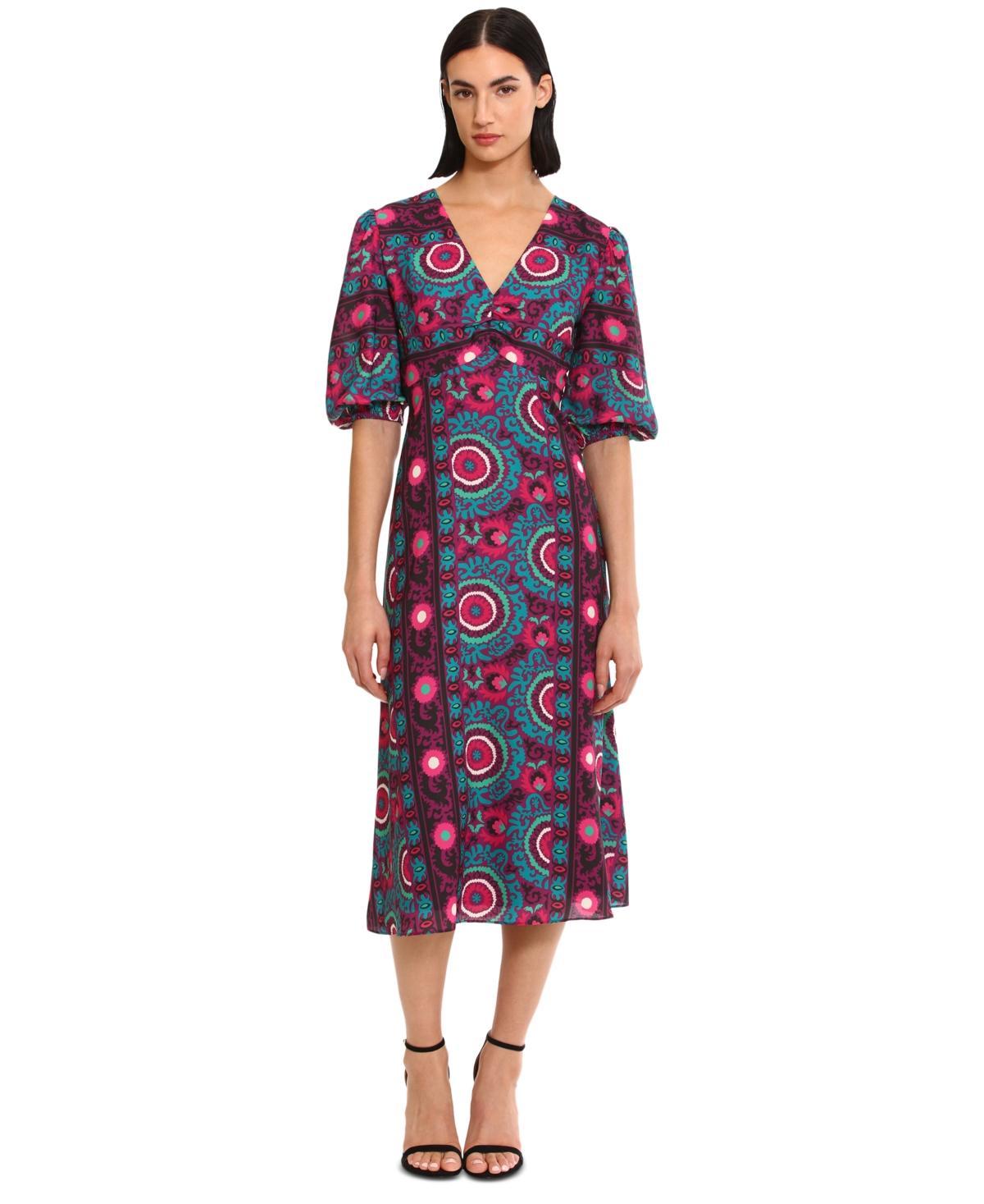 Donna Morgan Womens Ruched 3/4-Sleeve Midi Dress - Plumberry Product Image