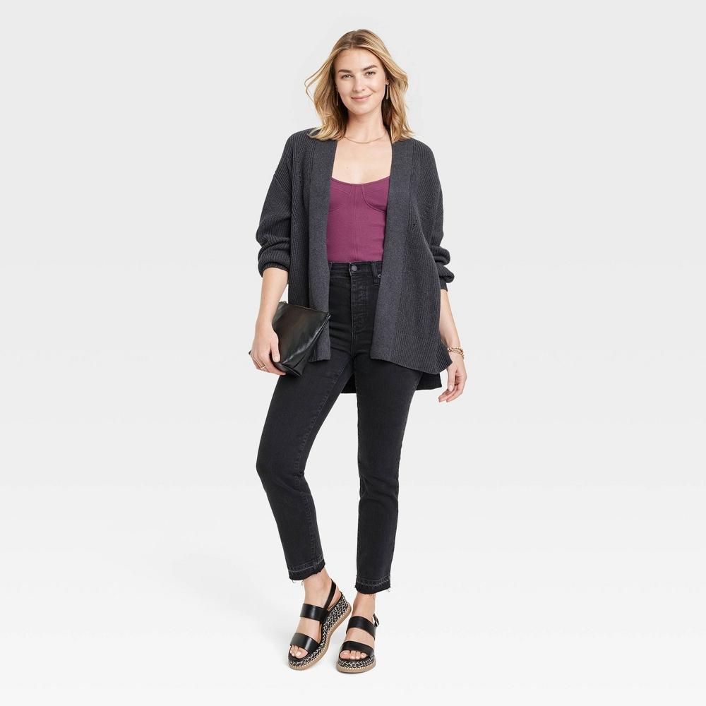 Womens Open-Front Cardigan - Universal Thread Dark Gray L Product Image