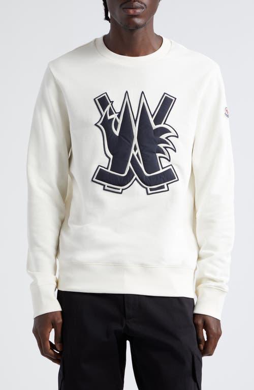 Moncler Hockey Appliqu Cotton Crewneck Sweatshirt Product Image