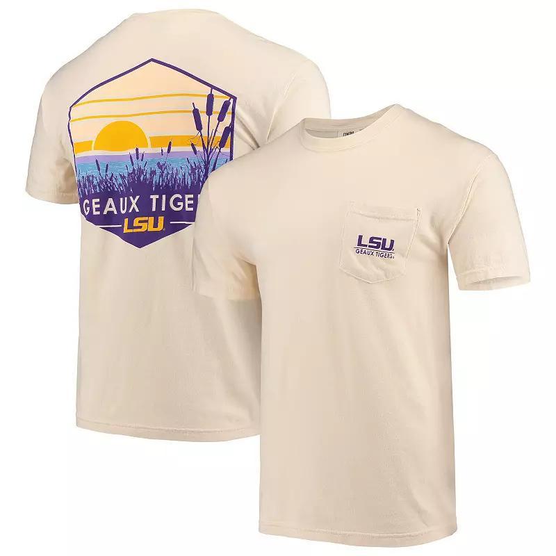 Mens Cream LSU Tigers Landscape Shield Comfort Colors Pocket T-Shirt Product Image