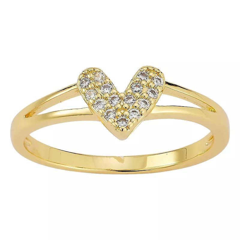 Cubic Zirconia Heart Ring, Womens Gold Tone Product Image