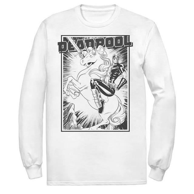 Mens Marvel Deadpool Black And Unicorn Poster Long Sleeve Graphic Tee Product Image