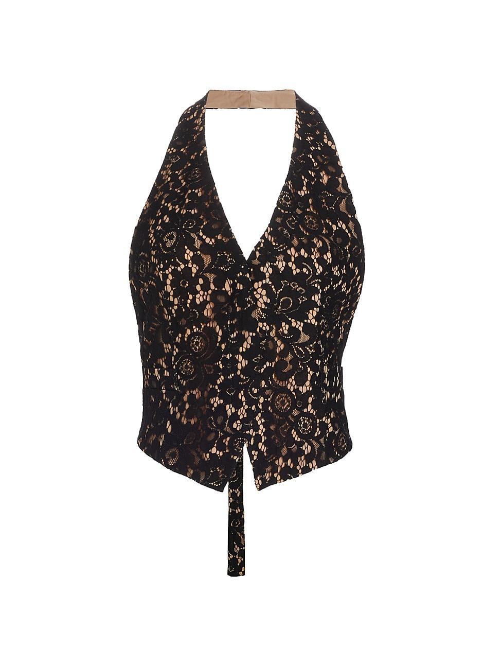 Womens Luna Halter Lace Vest Top Product Image