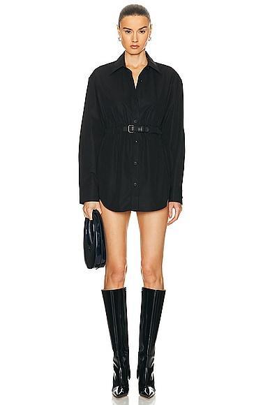 Alexander Wang Button Down Tunic Dress With Leather Belt Black. (also in XS). Product Image