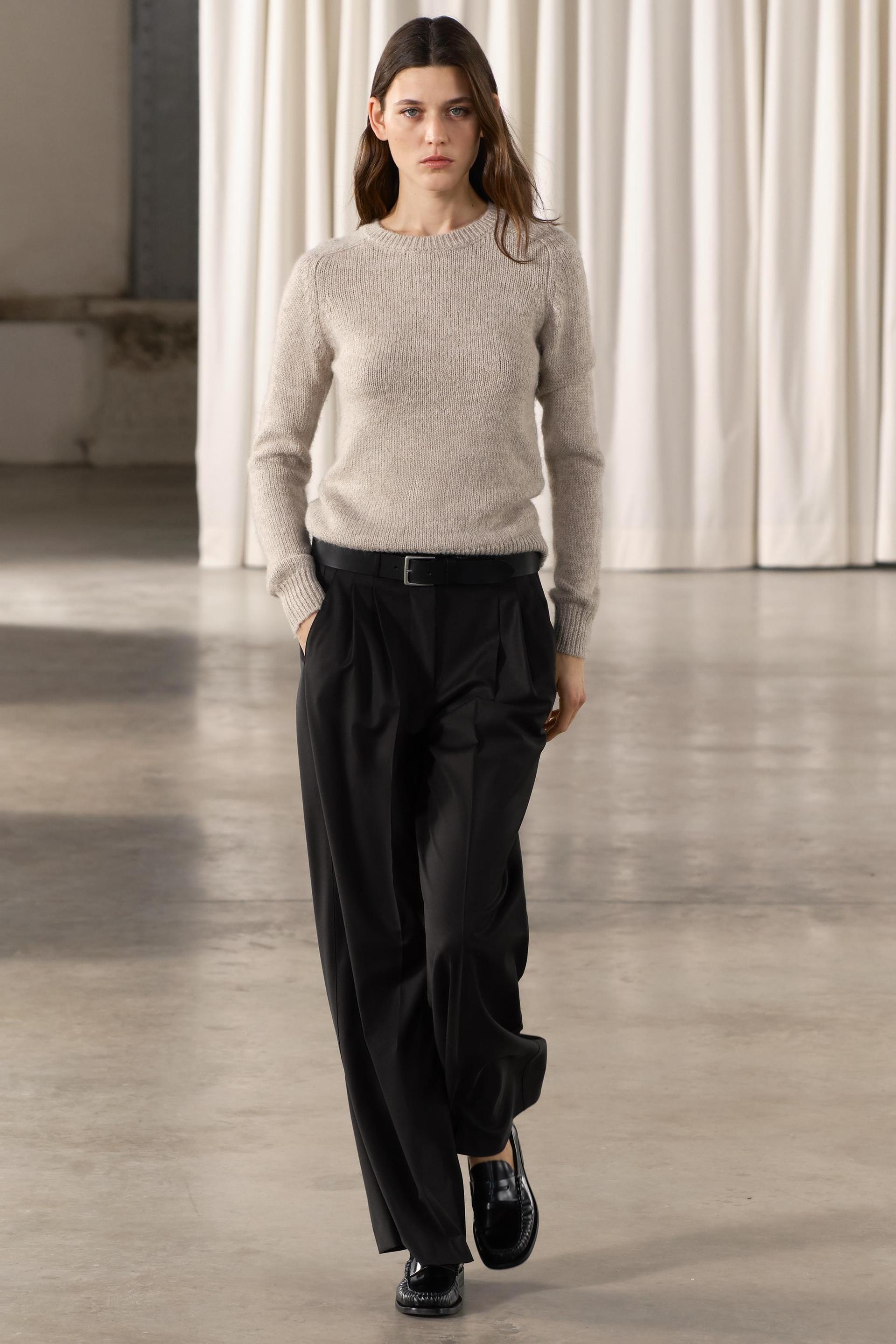 ZW COLLECTION WOOL BLEND MINIMALIST PLEATED PANTS Product Image