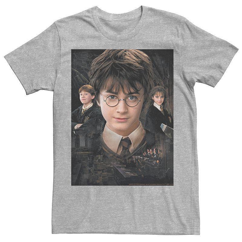 Mens Harry Potter Chamber Of Secrets Harry Ron Hermione Poster Graphic Tee Grey Product Image