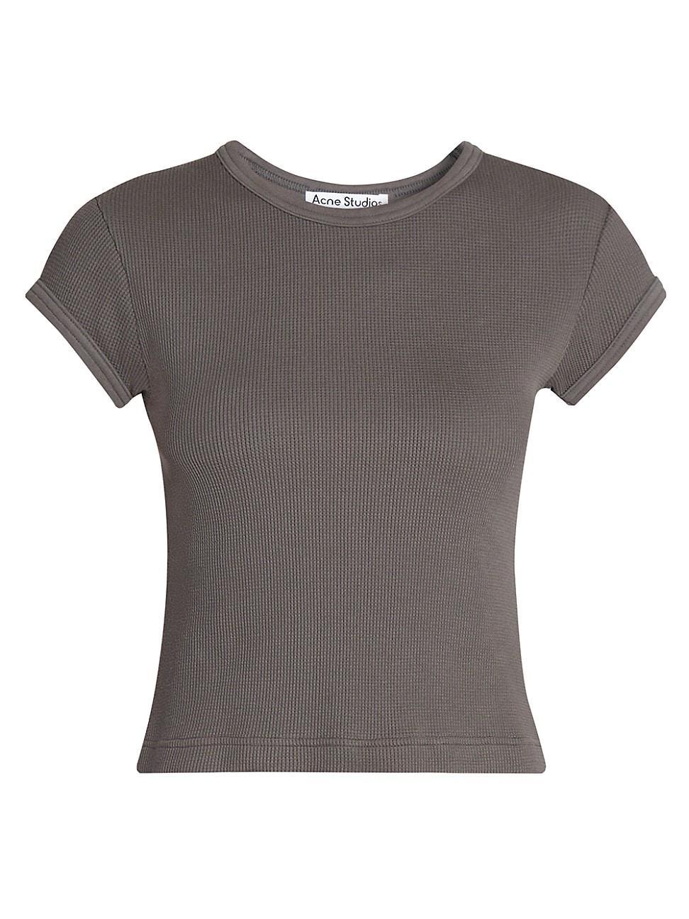 Womens Emrie Waffle-Knit Logo T-Shirt Product Image