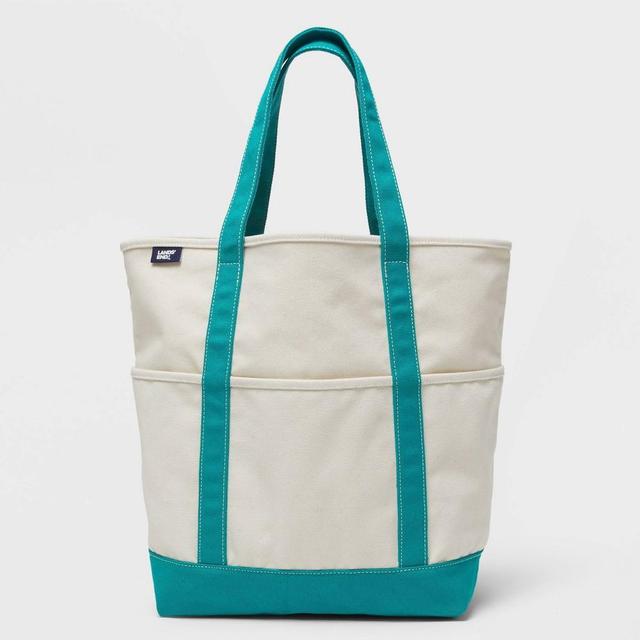 Lands End Womens Striped Accent Canvas Beach Tote Handbag Product Image