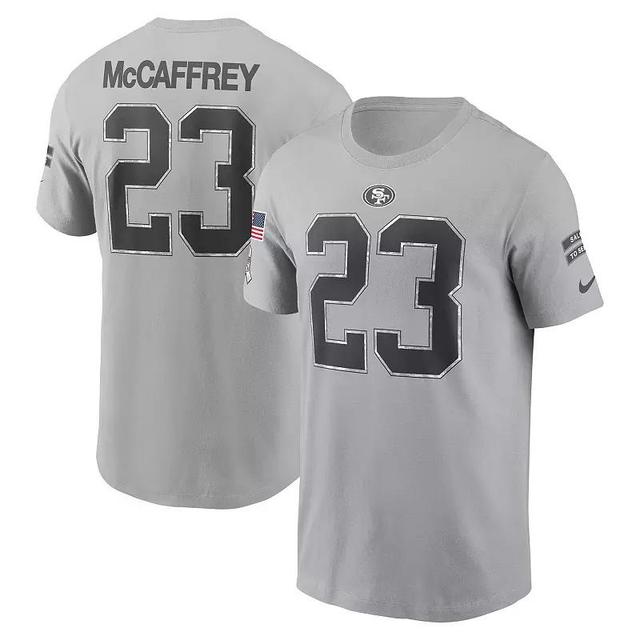 Mens Nike Christian McCaffrey Gray San Francisco 49ers 2024 Salute To Service Name & Number T-Shirt Product Image