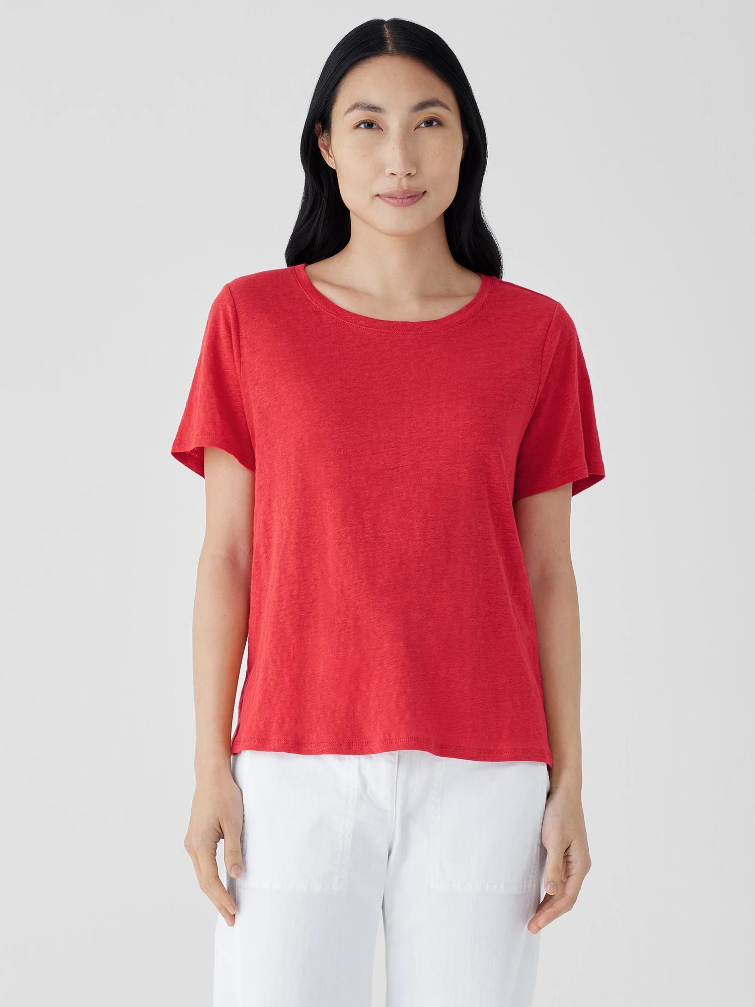 EILEEN FISHER Organic Linen Jersey Crew Neck Teefemale Product Image