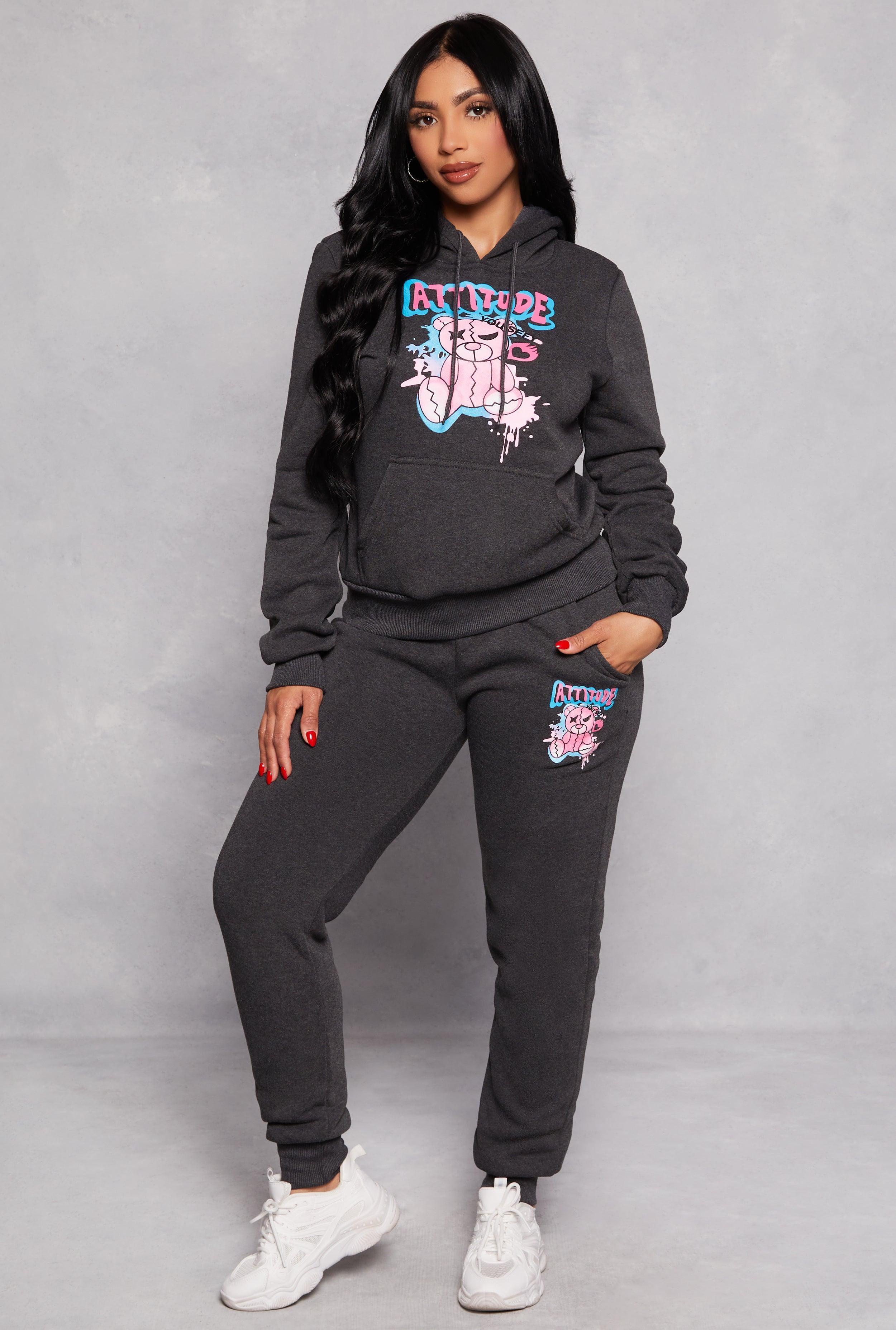 Womens Fleece Lined Attitude Graphic Sweatpants Product Image