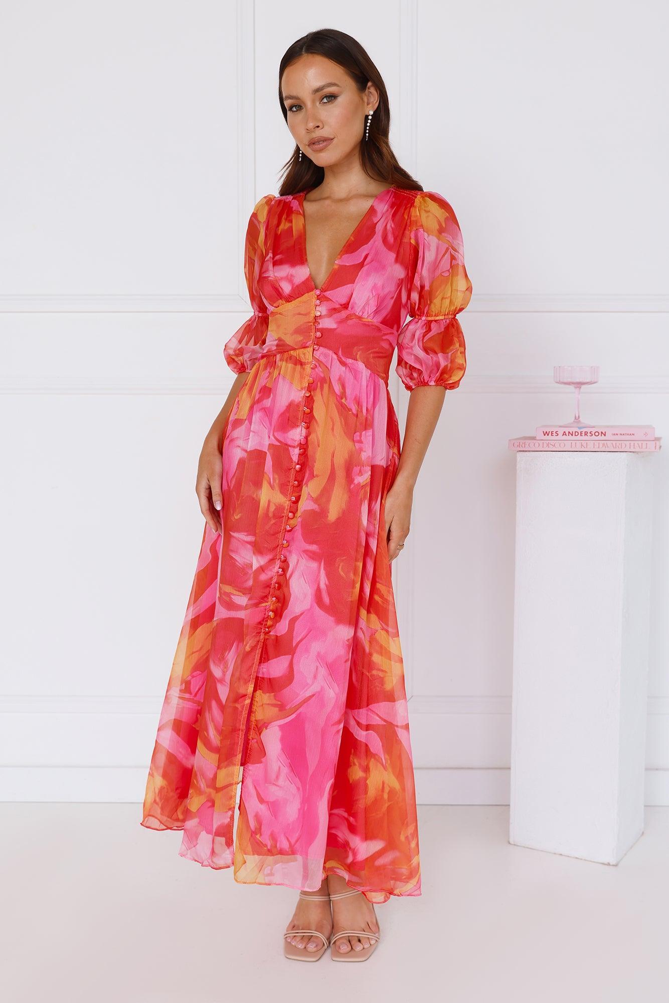 Whimsical Wilds Short Sleeve Maxi Dress Pink Product Image