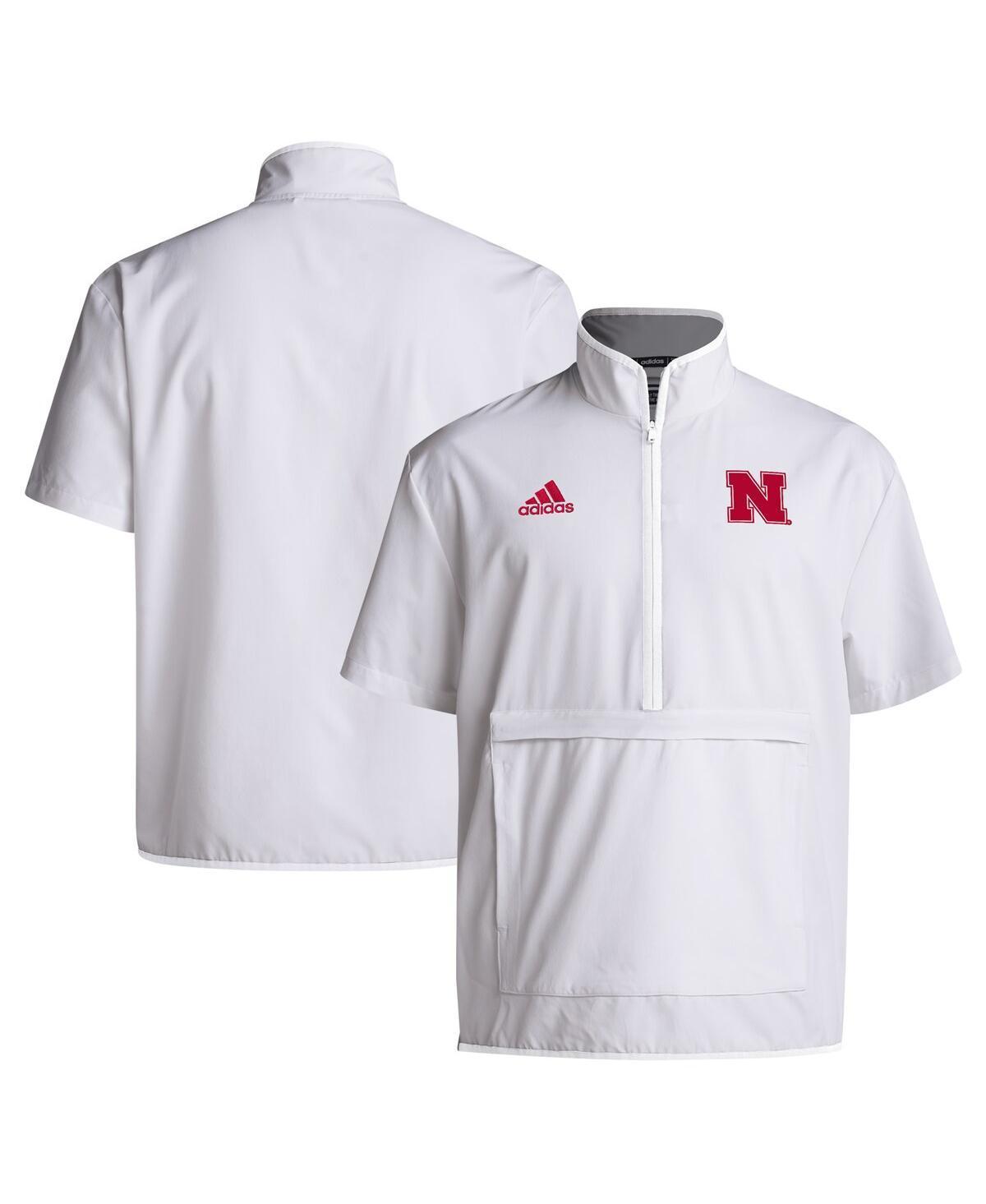 Adidas Mens White Nebraska Huskers Coaches Sideline Half-Zip Short Sleeve Jacket Product Image