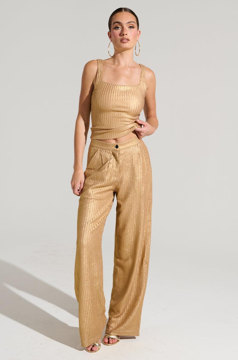 UP ALL NIGHT THINKING TROUSER IN GOLD Product Image