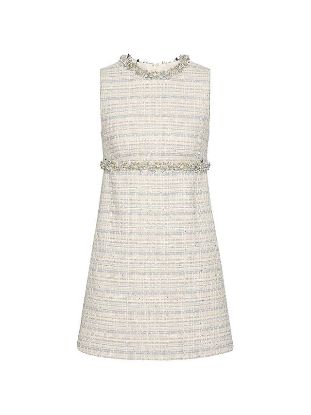 Womens Embroidered Delicate Tweed Short Dress Product Image